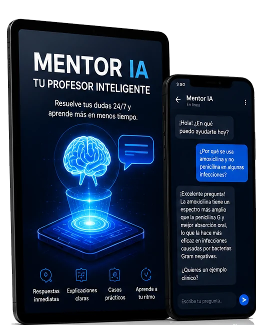 Vista previa de Mentor IA en tablet y móvil